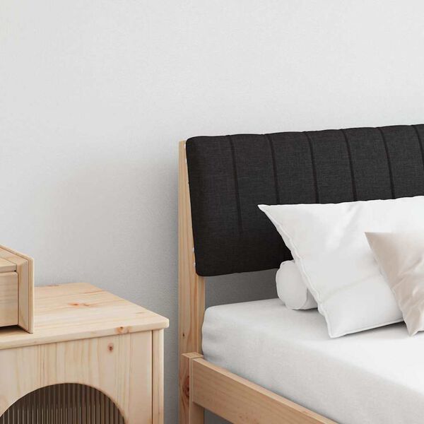 vidaXL Mīkstināts gultas galvgalis Melna 180 cm Ciets priedes koks