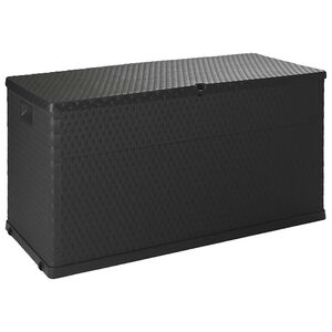 vidaXL dārza uzglabā&scaron;anas kaste, pelēka, 120x56x63 cm, PP rotangpalma