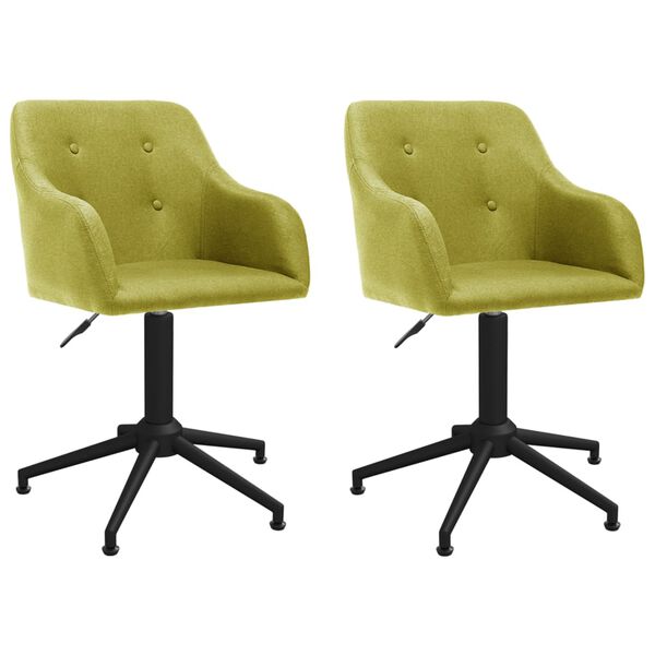 vidaXL grozāmi virtuves krēsli, 2 gab., zaļ&scaron; audums