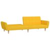 vidaXL divvietīga dīvāngulta ar kājsoliņu, dzeltens audums