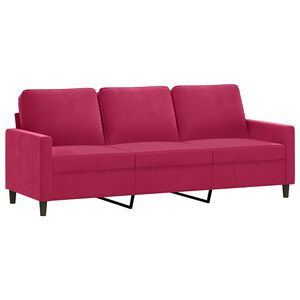 vidaXL trīsvietīgs dīvāns, vīnsarkans, 180 cm, samts