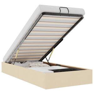vidaXL Osmaņu gultas rāmis bez matrača krēma 90x190 cm audums
