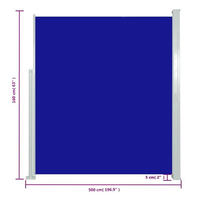 vidaXL izvelkama sānu markīze, zila, 160x500 cm