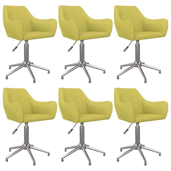 vidaXL grozāmi virtuves krēsli, 6 gab., zaļ&scaron; audums