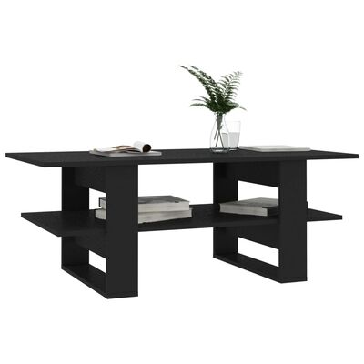 vidaXL kafijas galdiņš, 110x55x42 cm, melns, skaidu plāksne