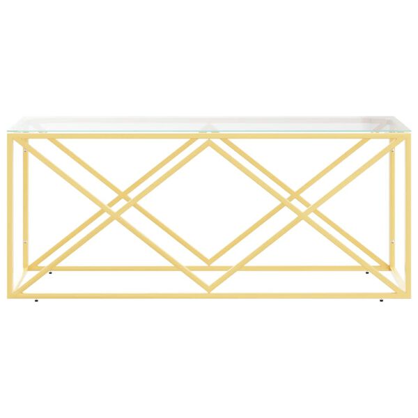 vidaXL kafijas galdiņš, 110x45x45 cm, nerūsējošs tērauds un stikls