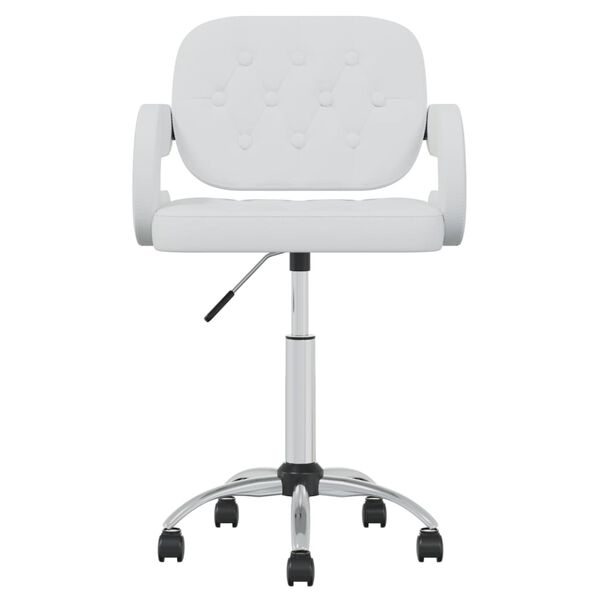 vidaXL grozāmi virtuves krēsli, 2 gab., balta mākslīgā āda