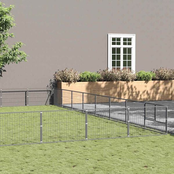 vidaXL suņu voljērs, sudraba krāsa, 72 m&sup2;, tērauds