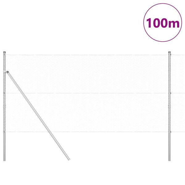 vidaXL Žogs ar stabiem. Sudraba 1.2 x 100 m PVC pārklāts tērauds