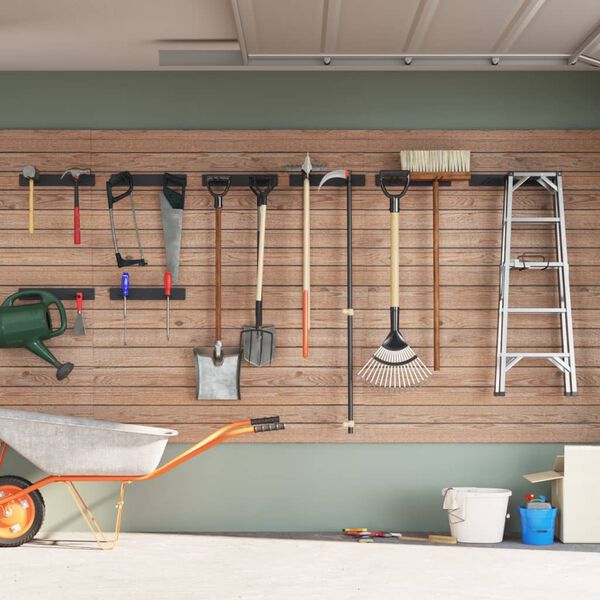 vidaXL Dārza instrumentu glabā&scaron;anas plaukti, 8 gab., Melns tērauds