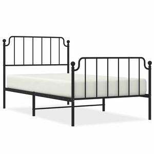 vidaXL gultas rāmis ar galvgali un kājgali, melns metāls, 100x200 cm