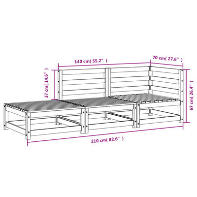 vidaXL 2-vietīgs dārza dīvāns, kājsoliņš, priedes masīvkoks