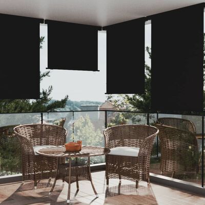 vidaXL balkona sānu markīze, melna, 122x250 cm