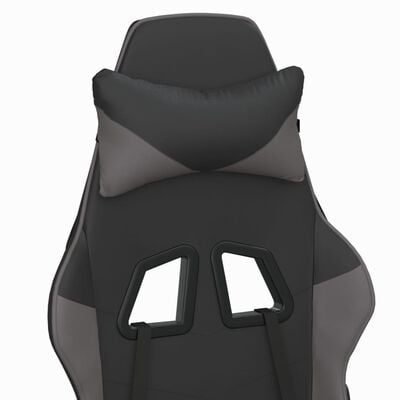 vidaXL datorkrēsls ar kāju balstu, melna, pelēka mākslīgā āda