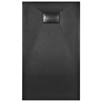vidaXL dušas pamatne, 120x70 cm, SMC, melna
