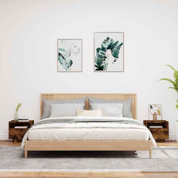 vidaXL naktsskapīši ar LED lampiņām, 2 gab., ozola krāsa, 40x39x37 cm