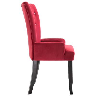 vidaXL virtuves krēsls ar roku balstiem, sarkans samts