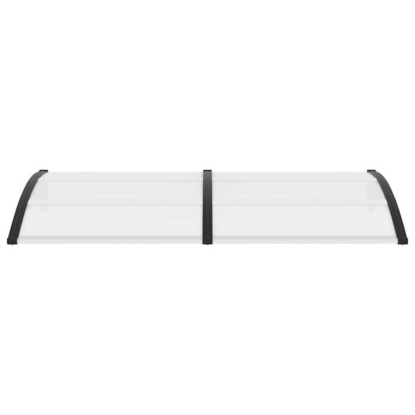vidaXL durvju jumtiņš, melns un caurspīdīgs, 200x75 cm, PC
