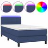 vidaXL atsperu gulta ar matraci, LED, zils audums, 90x190 cm