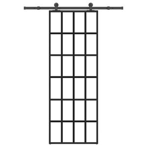 vidaXL bīdāmās durvis ar stiprinājumiem, stikls, alumīnijs, 76x205 cm