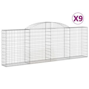 vidaXL arkveida gabiona grozi, 9 gb., 300x30x100/120cm, cinkota dzelzs