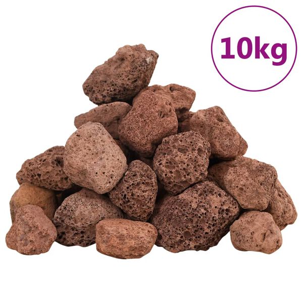 vidaXL vulkāniskie ieži, 10 kg, sarkani, 3-5 cm
