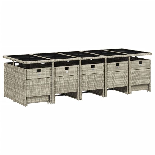 vidaXL 15-daļīgs dārza mēbeļu komplekts ar matračiem, gai&scaron;i pelēka PE