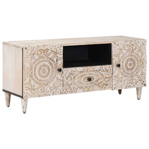 vidaXL Televizora skapī&scaron;a Balts 105 x 33,5 x 46 cm Cieta mango koksne