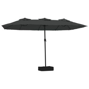 vidaXL saulessargs ar 2 jumtiņiem un LED, 449x265 cm, antracītpelēks