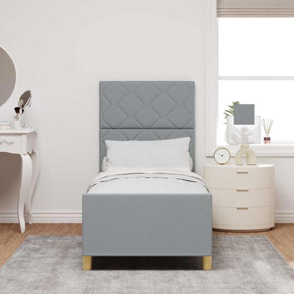 vidaXL Gultas rāmis ar galvas klāju Gai&scaron;i pelēka 80 x 200 cm audums