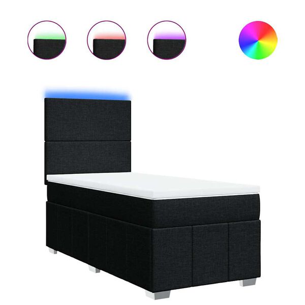 vidaXL atsperu gultas rāmis ar matraci, melna, 80x200 cm, audums