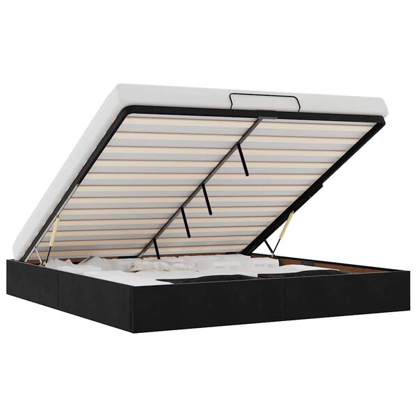 vidaXL Osmaņu gultas rāmis bez matrača melns 180x200 cm samts