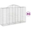 vidaXL arkveida gabiona grozi, 6 gb., 200x50x120/140cm, cinkota dzelzs