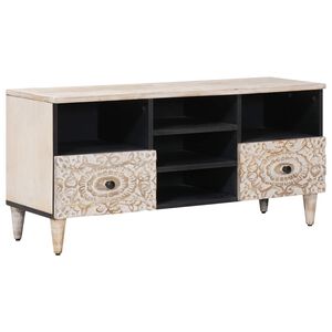vidaXL Televizora skapī&scaron;a Balts 100 x 33,5 x 46 cm Cieta mango koksne