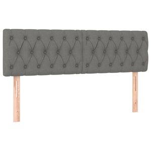 vidaXL gultas galvgaļi, tum&scaron;i pelēks, 144x7x78/88 cm, audums