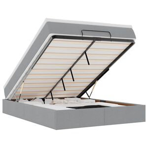 vidaXL Osmaņu gultas rāmis ar matrača gai&scaron;i pelēks 140x200 cm audums