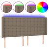 vidaXL gultas galvgalis ar LED, 183x16x118/128 cm, pelēkbrūns audums