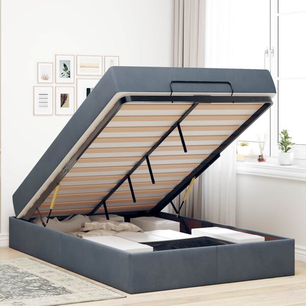 vidaXL Gultas rāmis ar matraci ar matraci 2 pcs Dūmakaini pelēks Samts