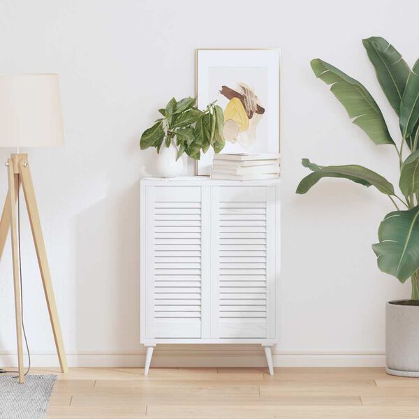 vidaXL skapja durvis, žalūziju dizains, 2 gab., balts, 69x29,5 cm