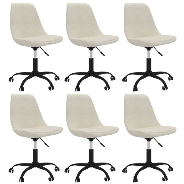 vidaXL grozāmi virtuves krēsli, 6 gab., krēmkrāsas audums