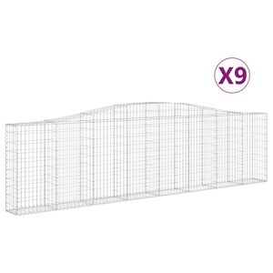 vidaXL arkveida gabiona grozi, 9 gb., 400x30x100/120cm, cinkota dzelzs