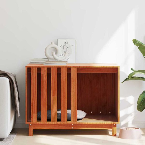 vidaXL Suņu māja Vaks brūns 90 x 60 x 67 cm Ciets priedes koks