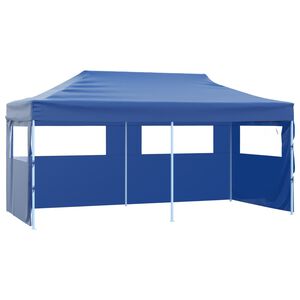 vidaXL saliekama nojume ar 4 sienām, zila, 3x6 m, tērauds