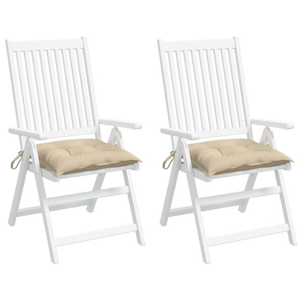 vidaXL dārza krēslu matrači, 2 gab., bē&scaron;i, 40x40x7 cm, audums