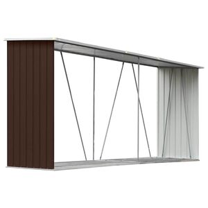vidaXL malkas nojume, brūna, cinkots tērauds, 330x84x152 cm