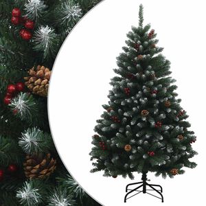 vidaXL Mākslīgā Saliekamā Ziemassvētku Egle 150 cm PVC Zaļ&scaron; un balts