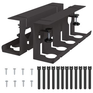 vidaXL Galda kabeļu organizators 2 gab. Melns 43 x 10 x 15 cm Tērauds