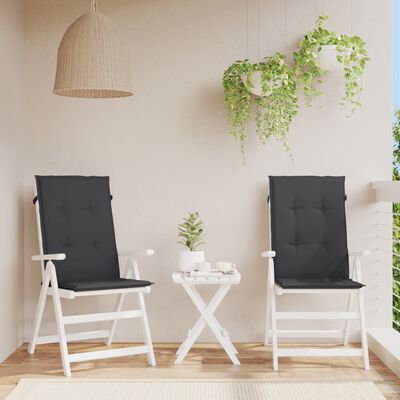 vidaXL dārza krēslu spilveni, 2 gab., melni, 120x50x3 cm, audums