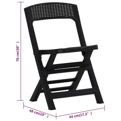 vidaXL saliekami dārza krēsli, 4 gab., antracītpelēka plastmasa