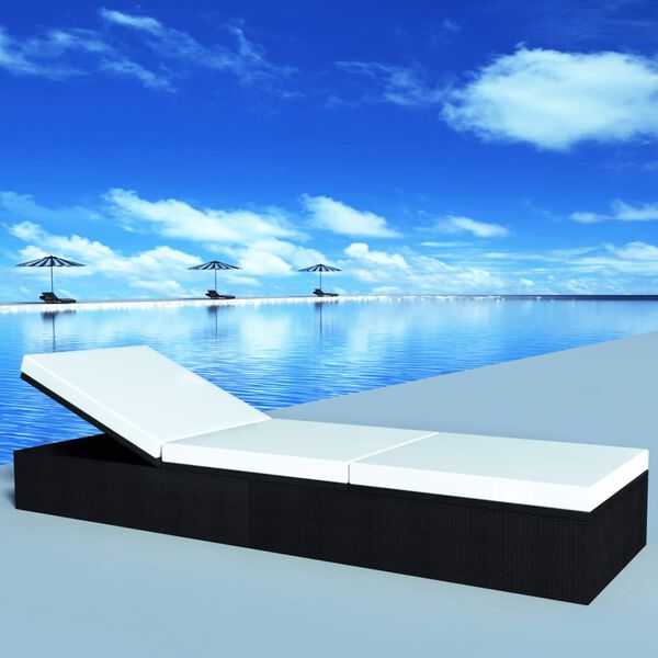 vidaXL Sauļo&scaron;anās krēsls Melna poliratāns